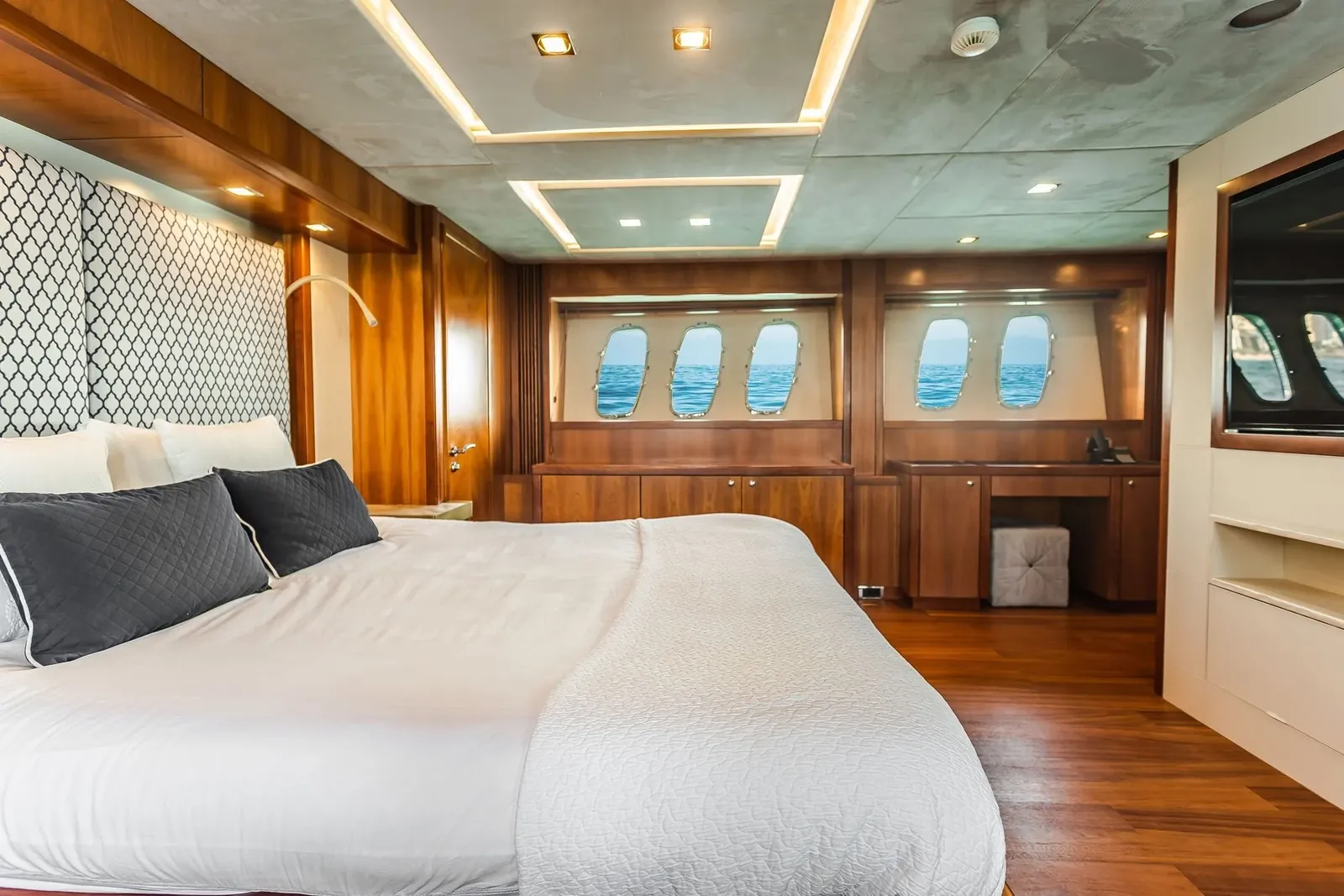 Luxury yacht stateroom interior